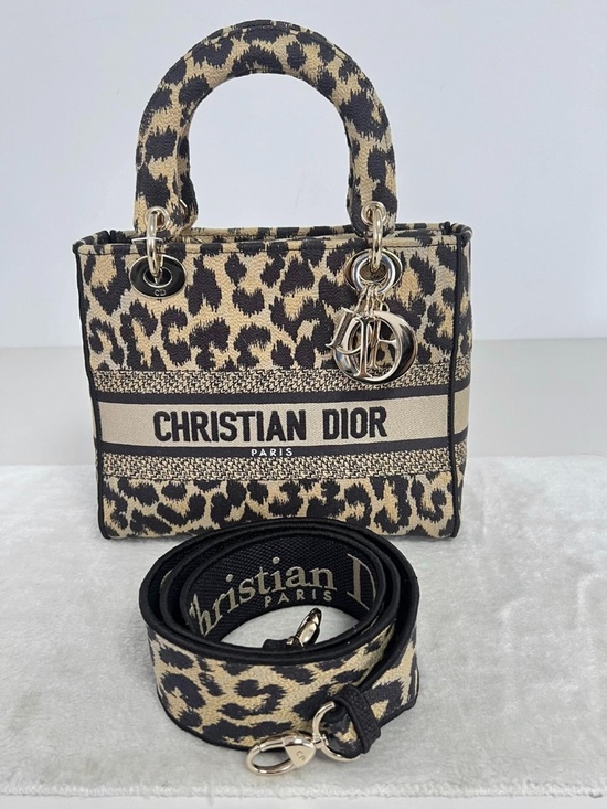 Dior Handbags - Dior Lady Dior Leopard Embroidery Medium Gold Hardware Top Handle Bag
